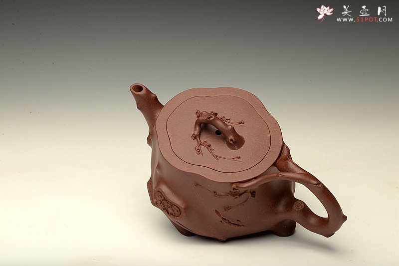 紫砂壶图片：单志萍双色作品 全手精品花器 喜上眉梢 立体梅花 - 美壶网