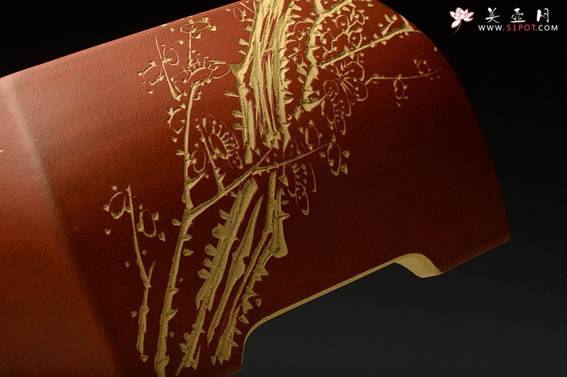 紫砂壶图片：陆轶舟精品代表作 全手六方水洗  刀法精炼层次分明 - 美壶网