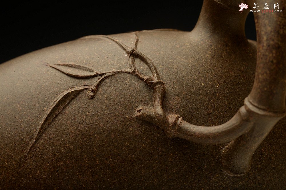 紫砂壶图片：实力派潘丹初 优质青段 国画入壶 秀雅文气 全手原创福竹o(∩_∩)o  - 美壶网