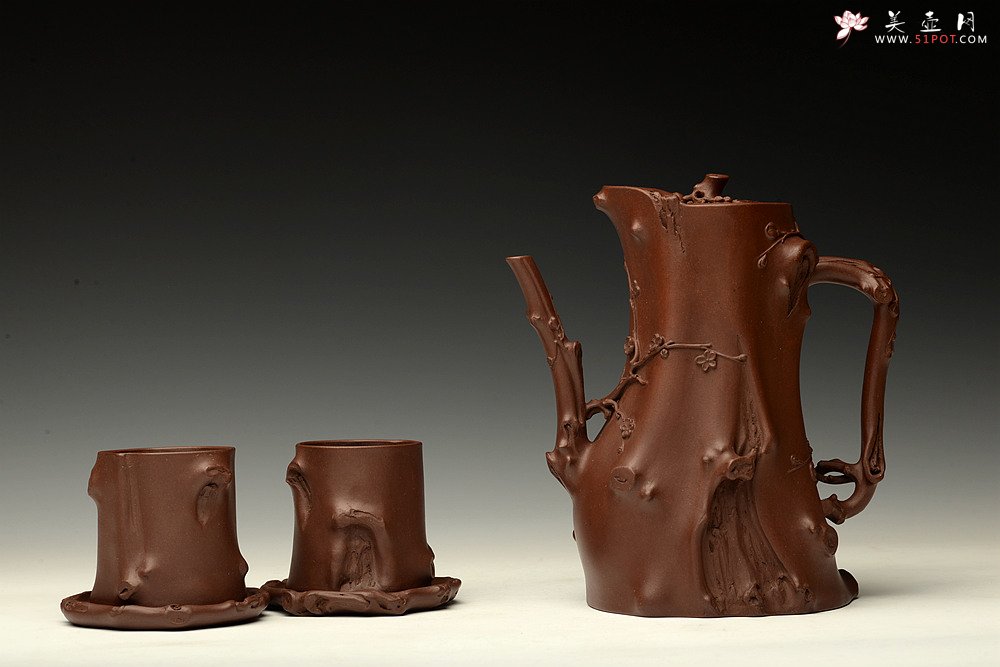 紫砂壶图片：精品重器 顾正芳甲午扛鼎巨作 梅桩套壶 诸友欣赏 - 美壶网