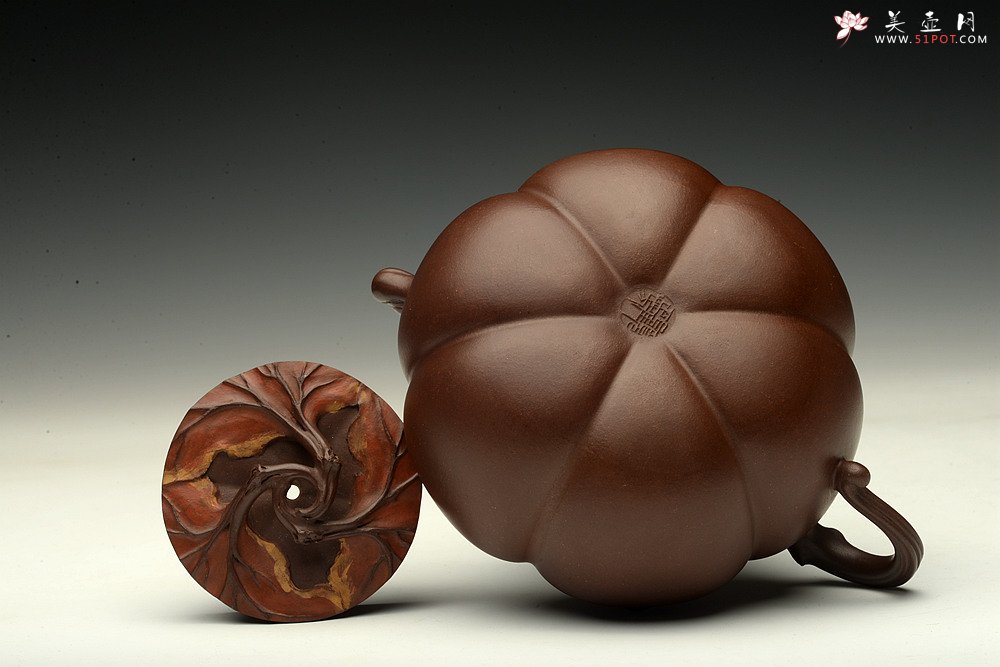 紫砂壶图片：花货奇才-顾正芳 惊艳力作 全手筋囊薄胎花货 夏日南瓜  - 美壶网