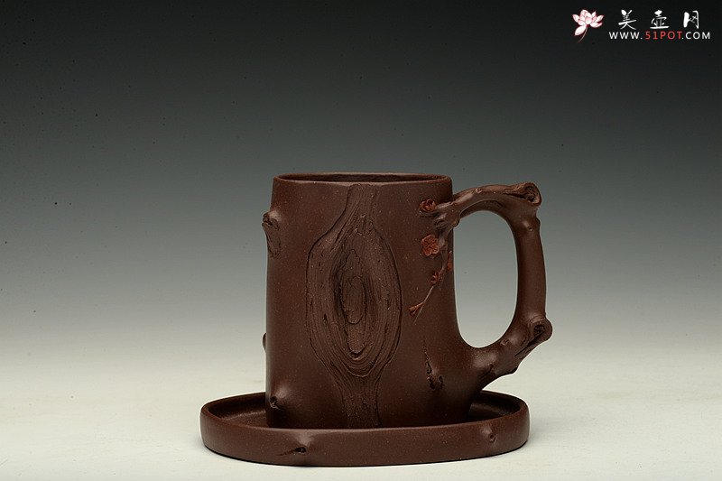 紫砂壶图片：单志萍甲午力作 铮铮铁骨 全手精品 傲雪红梅套组 挺拔俊秀 - 美壶网