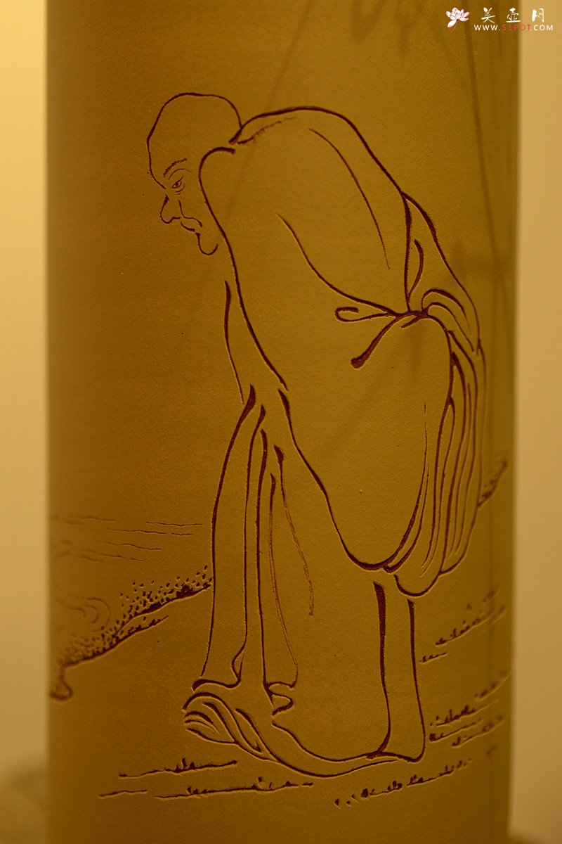 紫砂壶图片：禅语~ 素雅装点 扦筒 刀法精到 - 美壶网