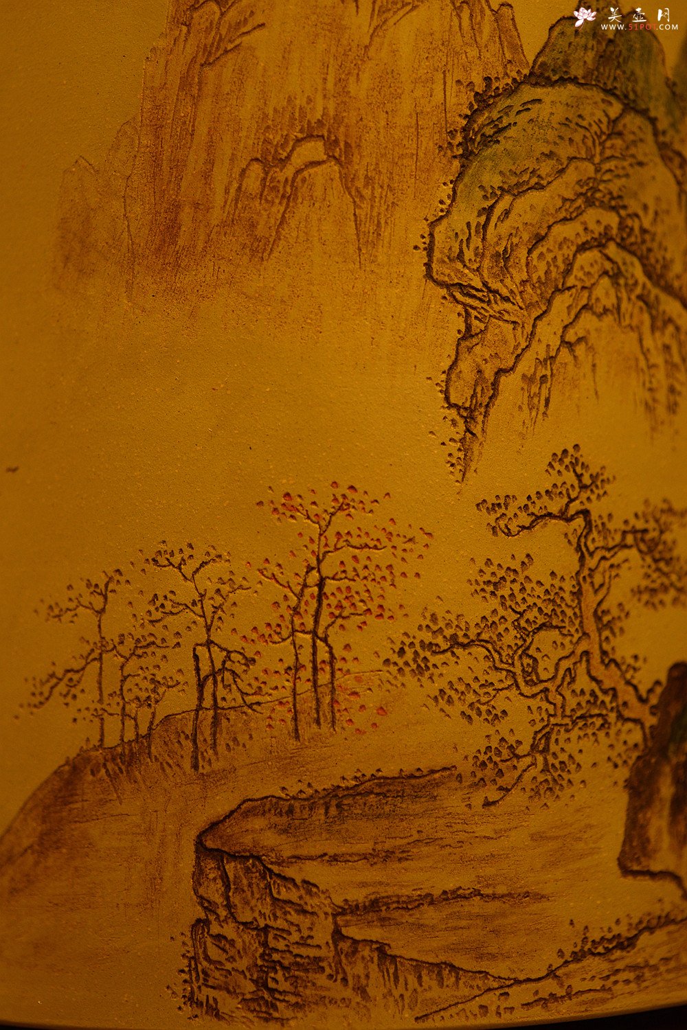 紫砂壶图片：古法装饰 古灵静雅 山水大笔筒 不接受定做o(∩_∩)o  - 美壶网