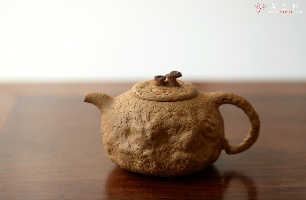 紫砂壶图片：全手薄胎灵芝瓜纽龚春 古朴之味 自然生动 - 美壶网