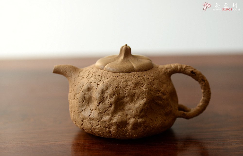 紫砂壶图片：全手薄胎灵芝瓜纽龚春 古朴之味 自然生动 - 美壶网