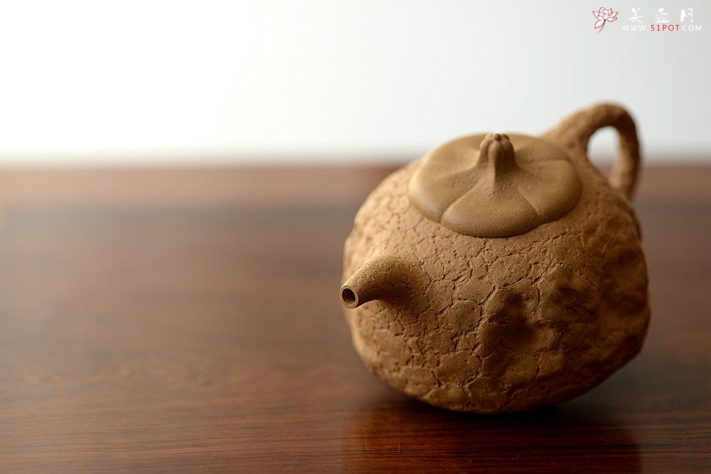 紫砂壶图片：全手薄胎灵芝瓜纽龚春 古朴之味 自然生动 - 美壶网