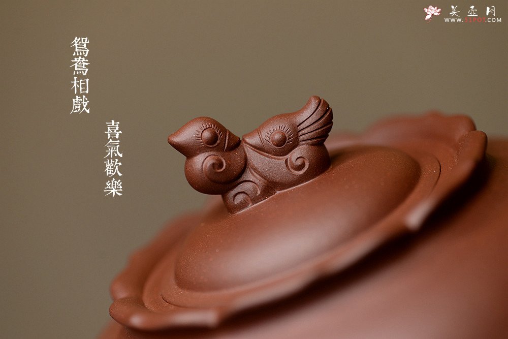 紫砂壶图片：于洪霞精工代表作 喜气洋洋 婉雅大方 全手鸳鸯 - 美壶网