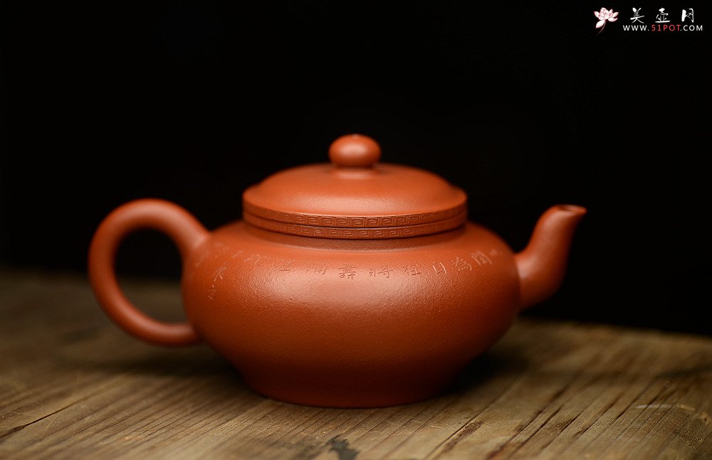 紫砂壶图片：质朴无华 铁线篆之自在心 全手朱泥玉亭 - 美壶网