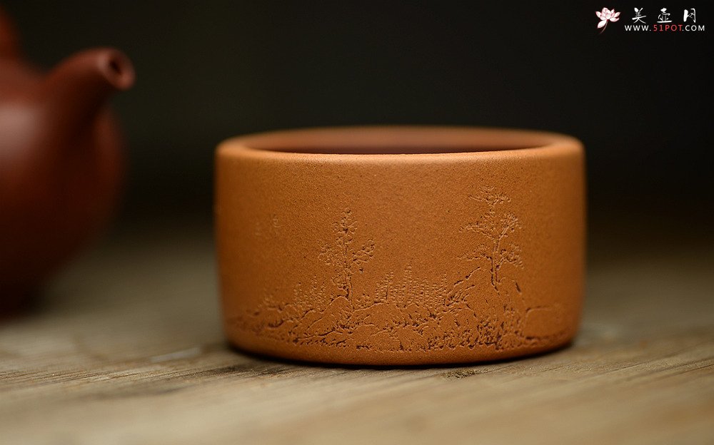 紫砂壶图片：曲峰扳指杯 优质底槽青粉段泥 - 美壶网