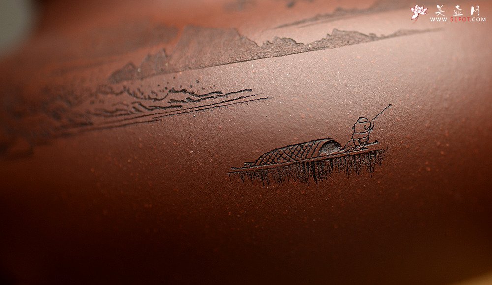 紫砂壶图片：稳重大气  大仿古 通转山水 - 美壶网