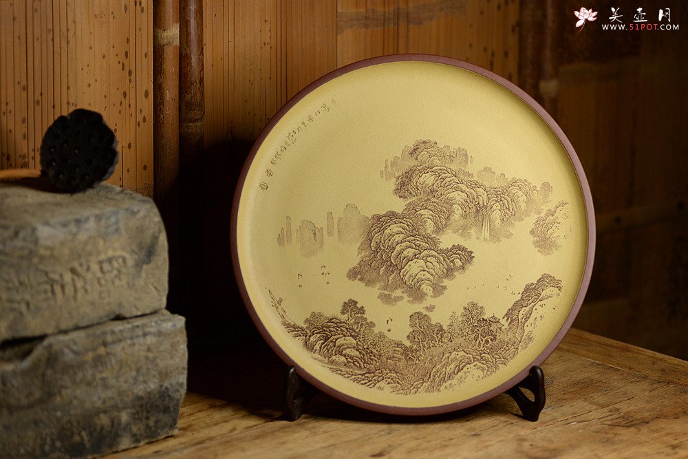 紫砂壶图片：李彦雄精心之作 山水挂盘 韵味十足 - 美壶网