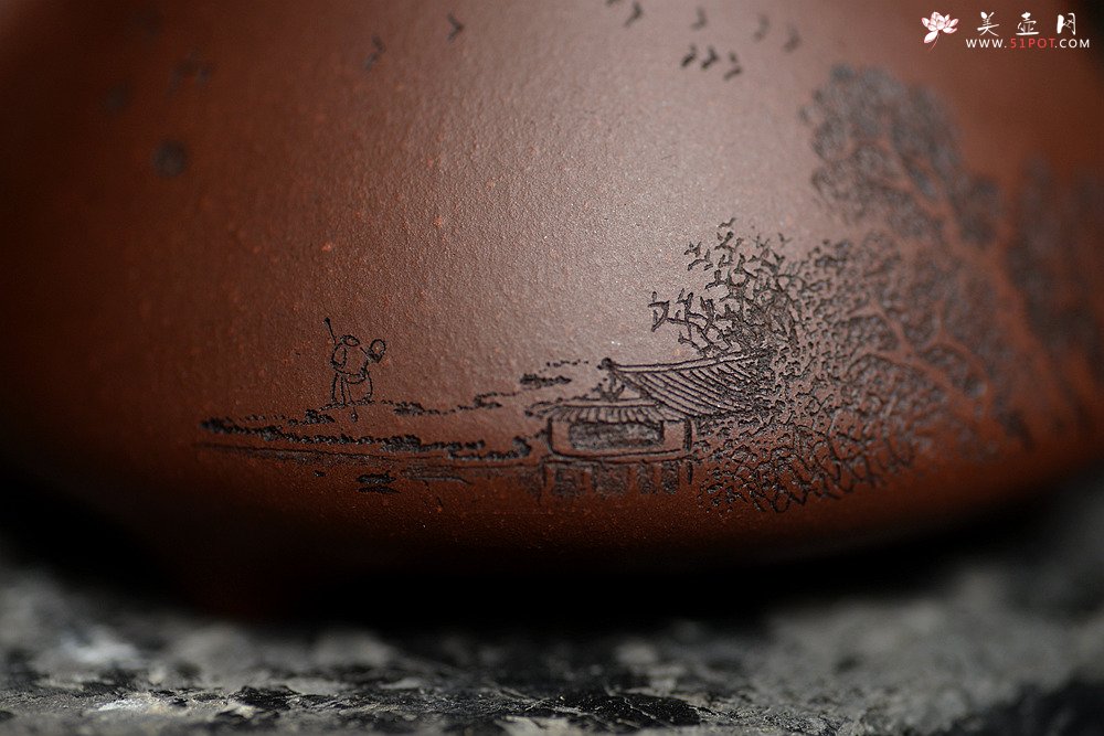 紫砂壶图片：青山锁翠绿树含云 山水之全手小子冶石瓢 - 美壶网