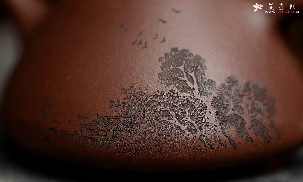 紫砂壶图片：青山锁翠绿树含云 山水之全手小子冶石瓢 - 美壶网