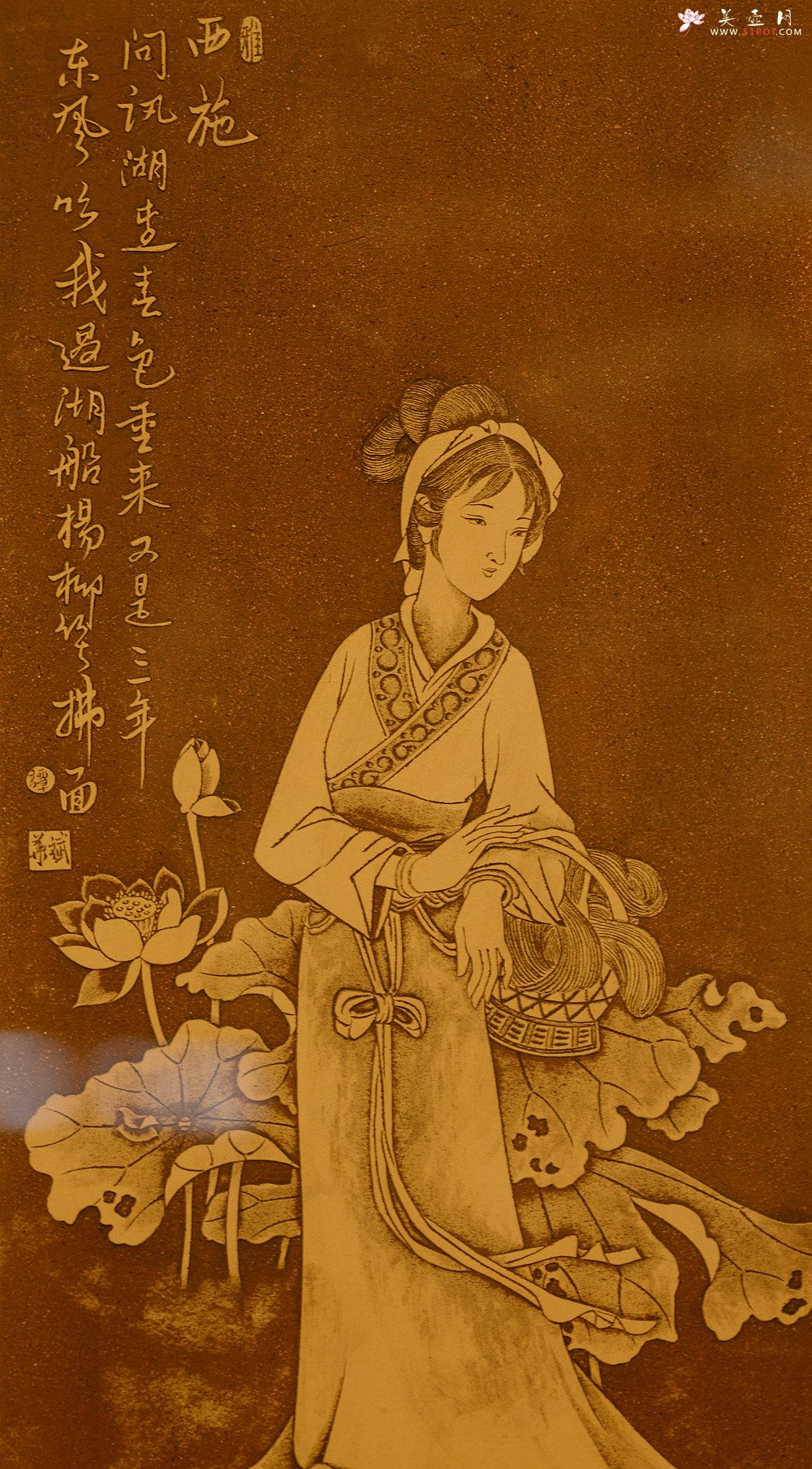 紫砂壶图片：谭华斌精心装饰 四大美女壁画 送礼自珍佳作 - 美壶网