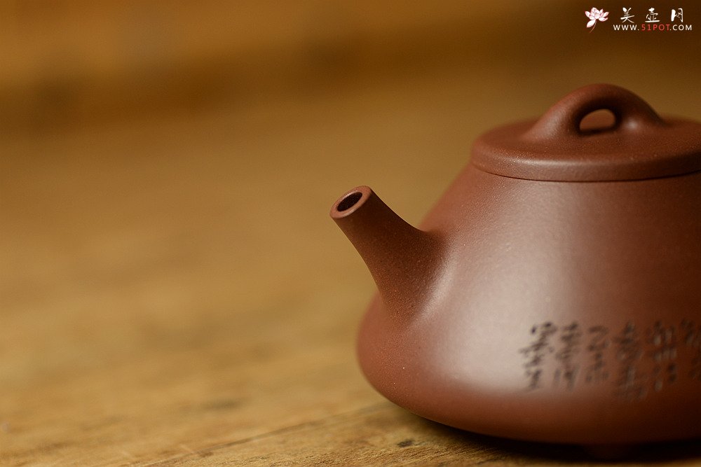 紫砂壶图片：吴杰摹古之全手子冶石瓢 墨生装饰 器形端正~ 骨肉均挺 - 美壶网