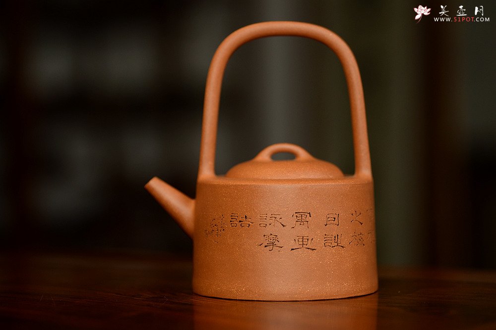 紫砂壶图片：陆逸舟精心装饰 素雅之作 挺拔俊秀 全手曼生提梁  - 美壶网