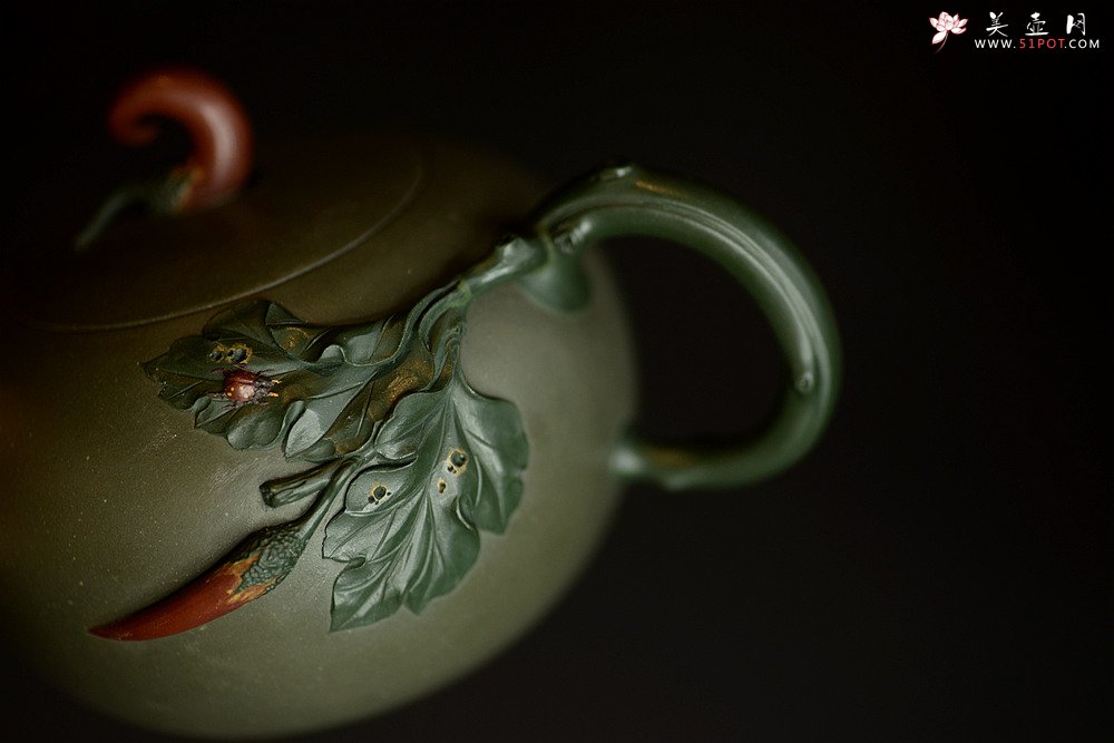 紫砂壶图片：原创作品 孙伟强张新亚合作 辣椒 红红火火 贴叶精湛细腻 - 美壶网