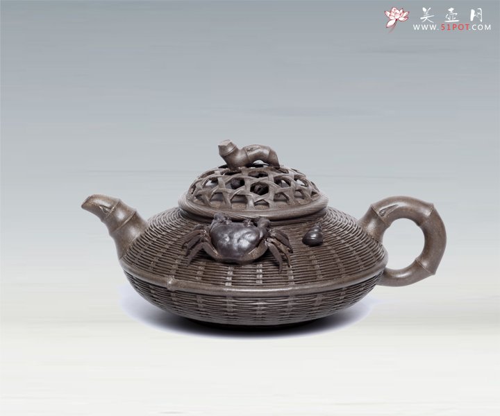 紫砂壶图片：雅竹野趣壶 - 美壶网