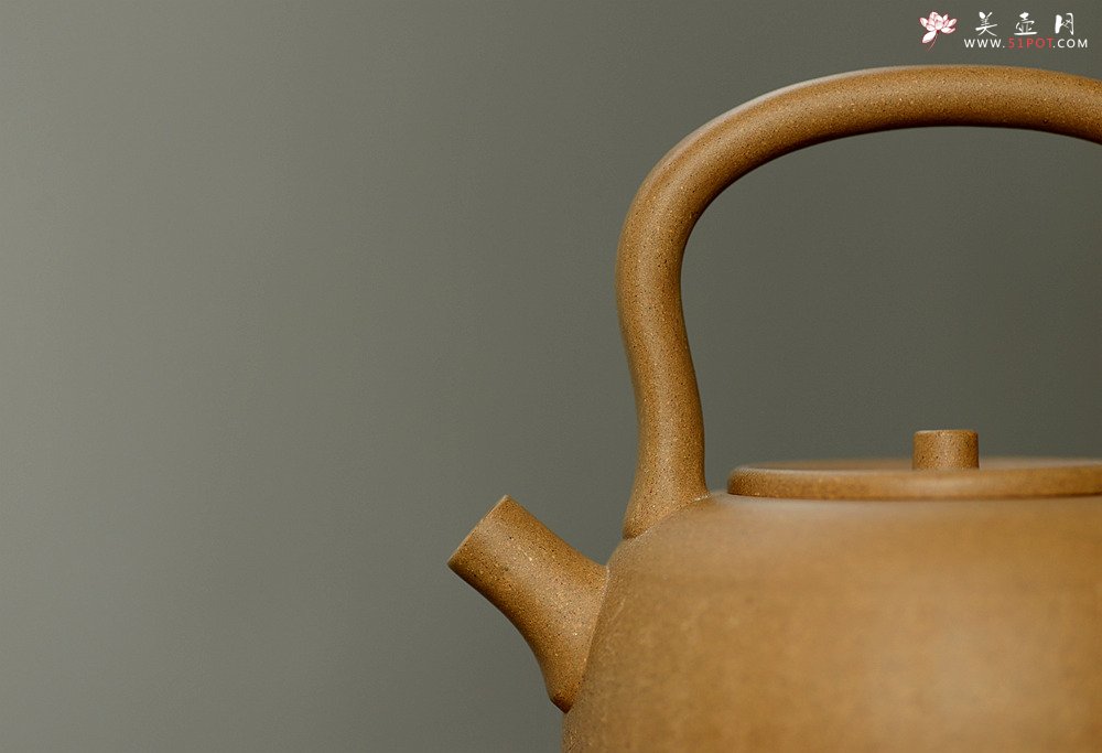 紫砂壶图片：淞庐原创作品 饱满挺拔 雅致文气 全手心经提梁 可以烧水的巨轮 - 美壶网