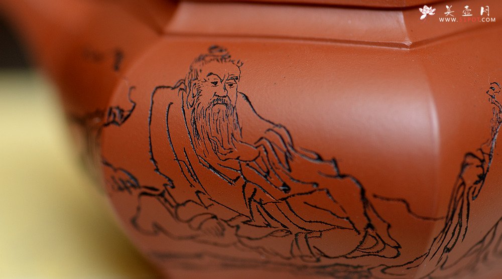 紫砂壶图片：线条流畅 棱角分明 全手镶片 大彬六方 - 美壶网