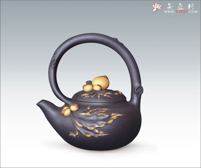 紫砂壶图片：圣桃提梁 - 美壶网