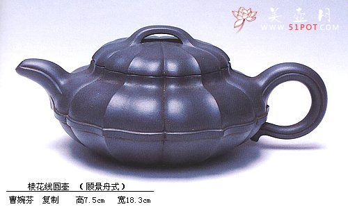 紫砂壶图片：棱花线圆壶 - 美壶网