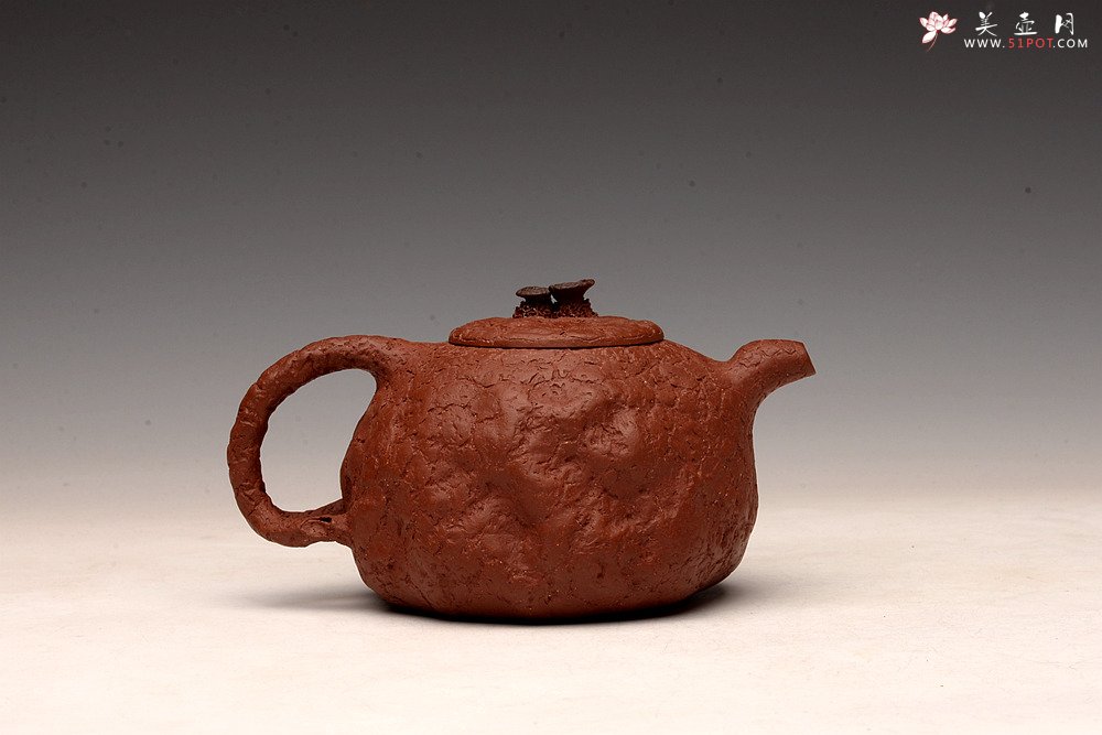 紫砂壶图片：肌理自然生动 全手灵芝龚春 古朴之味 - 美壶网