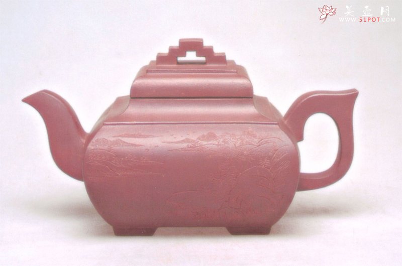 紫砂壶图片：四方桥顶壶 - 美壶网