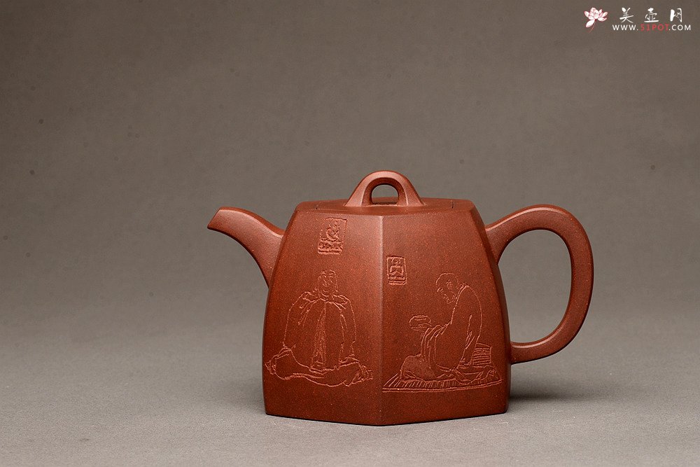 紫砂壶图片：高雅厚稳 全手六方秦权 强强联合 国高工陈宏林装饰 - 美壶网