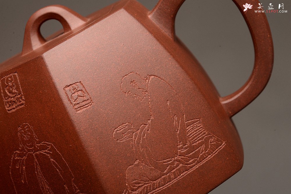 紫砂壶图片：高雅厚稳 全手六方秦权 强强联合 国高工陈宏林装饰 - 美壶网
