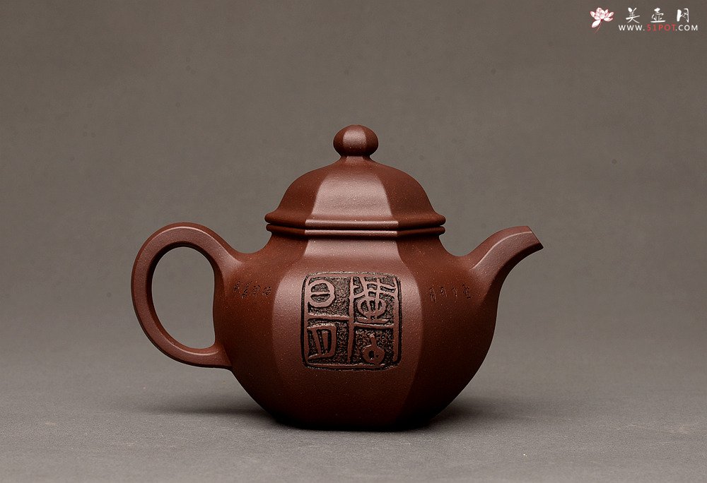 紫砂壶图片：刘世涛新作 紫砂和书画的碰撞~ 文气袭人 全手六方掇球 证书是壶之拓片 - 美壶网