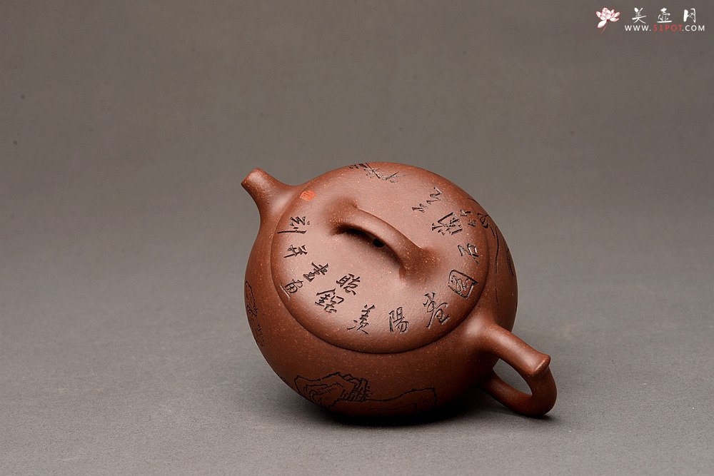 紫砂壶图片：张听刚精心装饰 大口实用 全手融古 - 美壶网