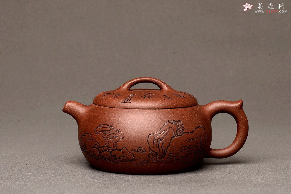 紫砂壶图片：张听刚精心装饰 大口实用 全手融古 - 美壶网