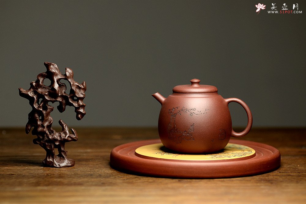紫砂壶图片：非常好玩~~紫砂干泡台  朱牧清精心装饰 别有风韵！！ - 美壶网