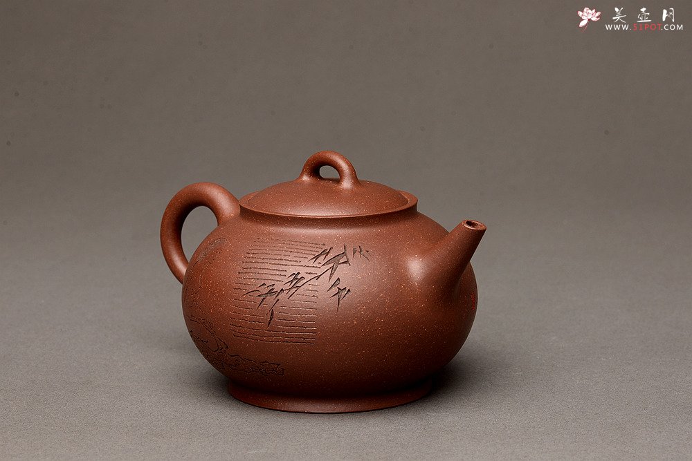 紫砂壶图片：俊秀之作 清悟 张听刚精心装饰   - 美壶网