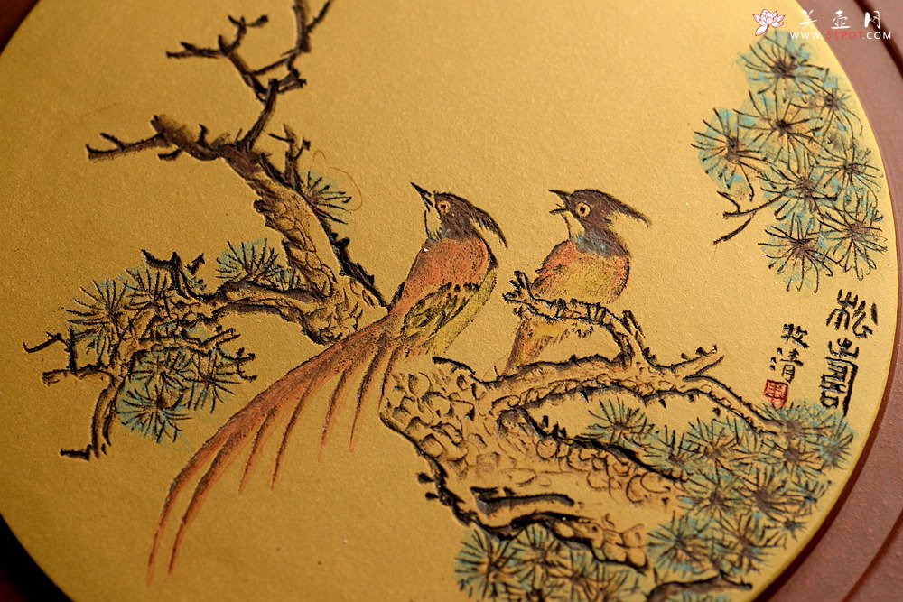 紫砂壶图片：非常好玩~~紫砂干泡台  朱牧清精心装饰 别有风韵！！ - 美壶网