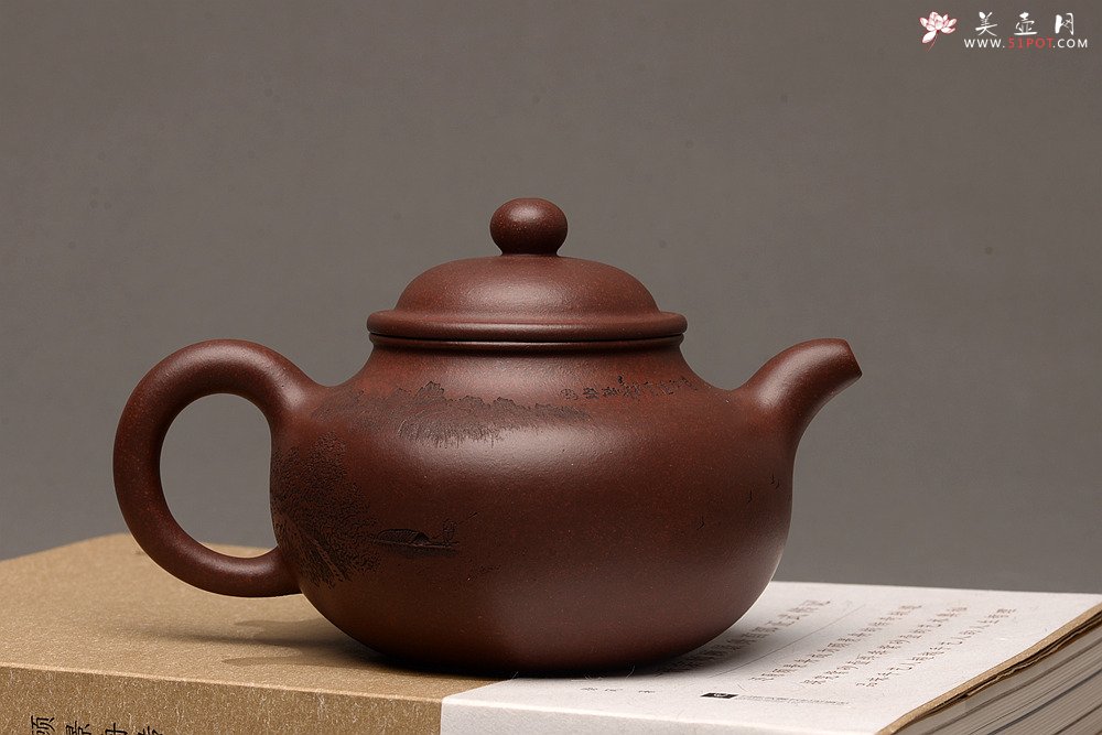 紫砂壶图片：优质老底料 李彦雄通景山水 全手掇球 饱满厚重 精品 - 美壶网