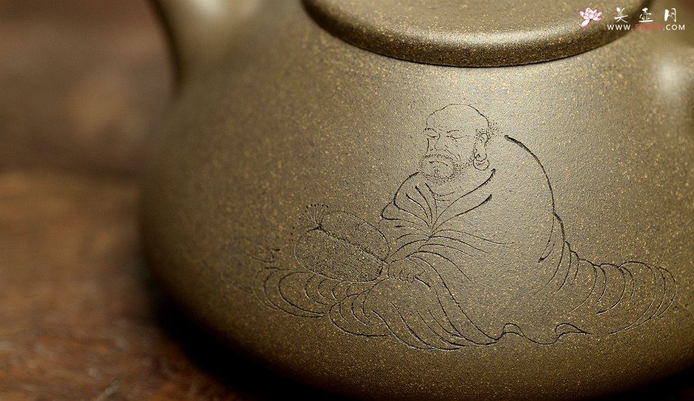 紫砂壶图片：优质青段全手子冶石瓢 骨肉均挺 文气佳品 国师和石装饰 - 美壶网