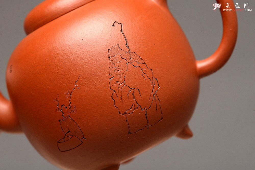 紫砂壶图片：徐亚春新品 优质朱泥 全手三足皓月 游心堂主人装饰 实用佳品 - 美壶网