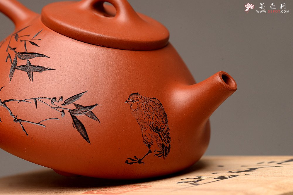 紫砂壶图片：实用有趣 原矿赵庄朱泥之全手子冶石瓢  - 美壶网