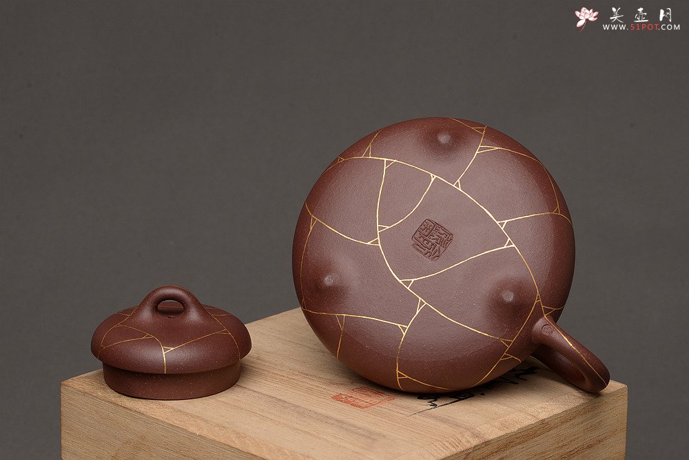 紫砂壶图片：俞欣荣新作 真金装饰 冰纹石瓢 徐家风格~ 做工精致 美壶特惠 - 美壶网