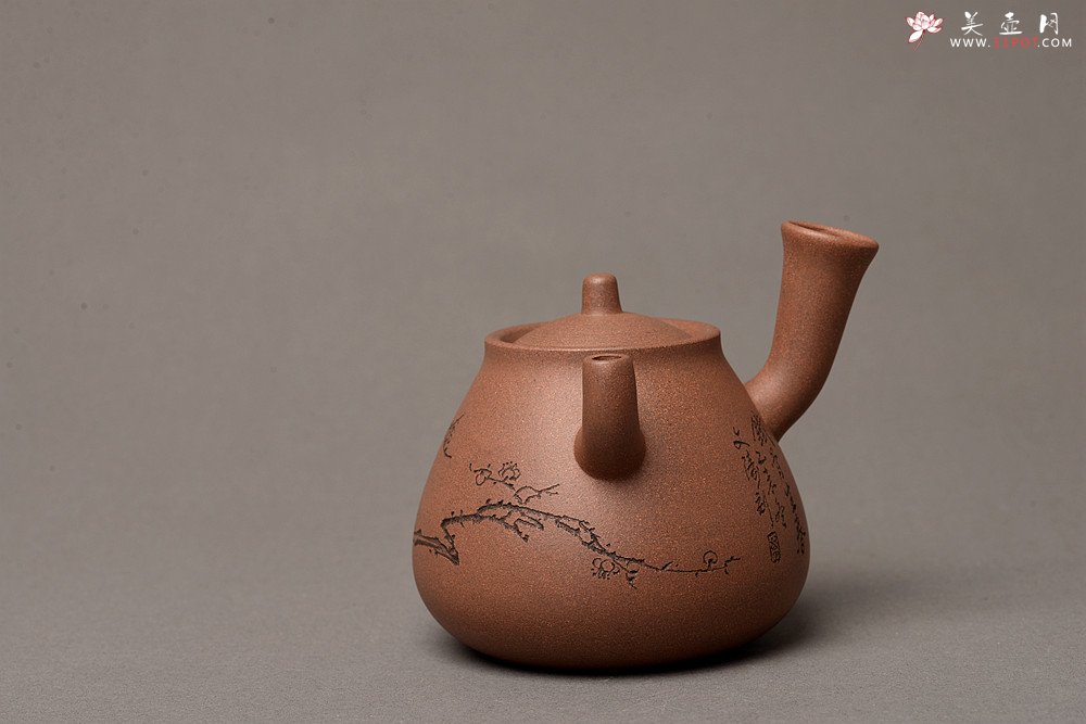 紫砂壶图片：淞庐出品 全手佳作 文气十足~ 大力水手之梅花急须 国助文涛装饰 - 美壶网