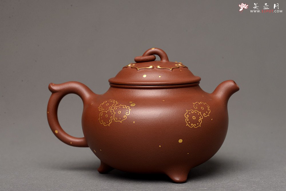 紫砂壶图片：惊艳实力 魅力展现 原创力作 真金装饰 全手童樱 可玩趣品 - 美壶网