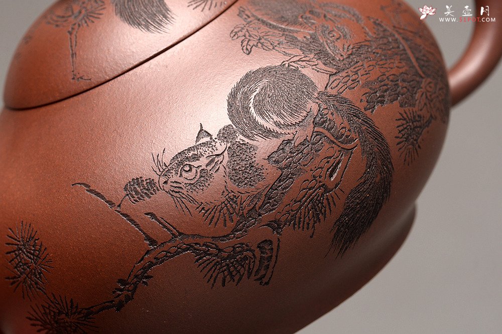 紫砂壶图片：美壶特惠 谭华斌近作 道洪风格之珠韵 刻绘精细生动  - 美壶网