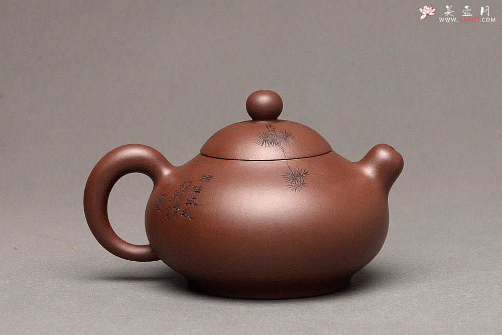 紫砂壶图片：美壶特惠 谭华斌近作 道洪风格之珠韵 刻绘精细生动  - 美壶网