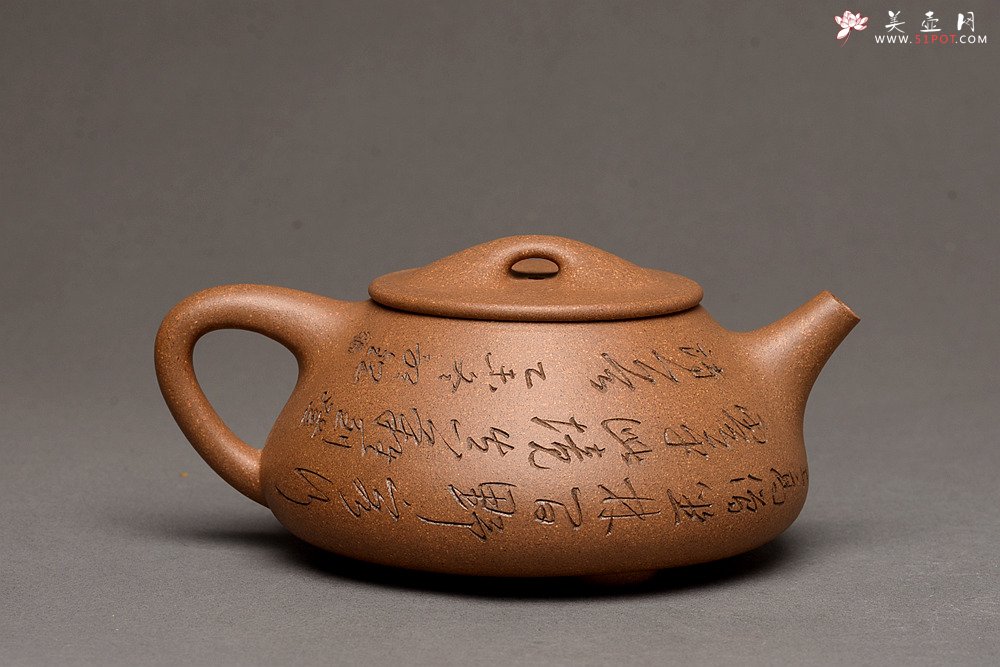 紫砂壶图片：陈进新品 张听刚装饰  雍容华贵 全手大石瓢 - 美壶网