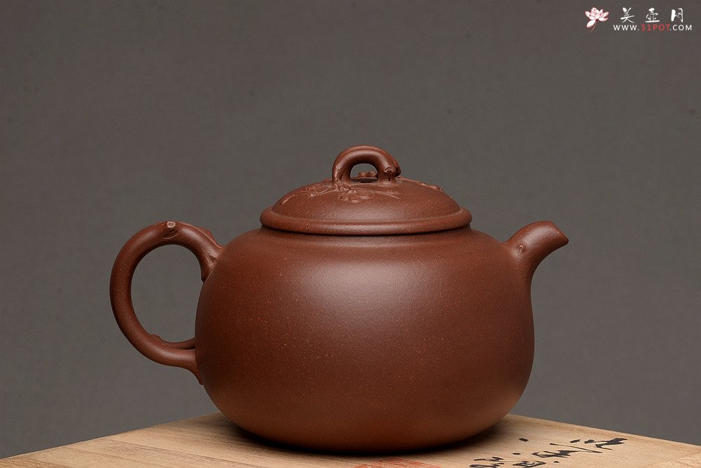 紫砂壶图片：江家风格 梅枝疏朗 贴叶精彩 全手寒香 - 美壶网