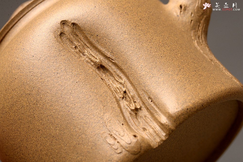 紫砂壶图片：高雪琴全手新作 优质段泥 端庄丰润 缎松 松皮逼真 - 美壶网