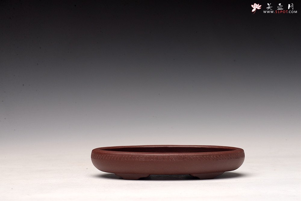 紫砂壶图片：张秋平 菖蒲腰圆小盆 微型盆 全手制作 14*8.5*2.5cm - 美壶网